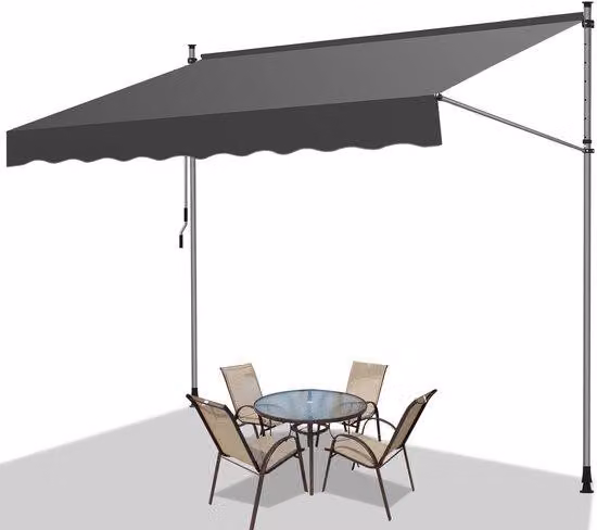 Ombrellone parasole, protezione UV e resistenza all'acqua, ideale per balcone, terrazza e giardino - ombrellone flessibile, colore grigio, diametro 200 cm