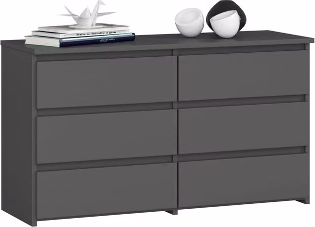Cassettiera compatta AKORD CL100 Grigia Grafite con 6 cassetti L 100 cm x P 35 cm x H 57 cm