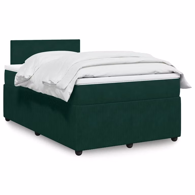vidaXL Giroletto a Molle con Materasso Ibrido in Velluto Verde e Bianco L/P/H: 120 x 200 cm