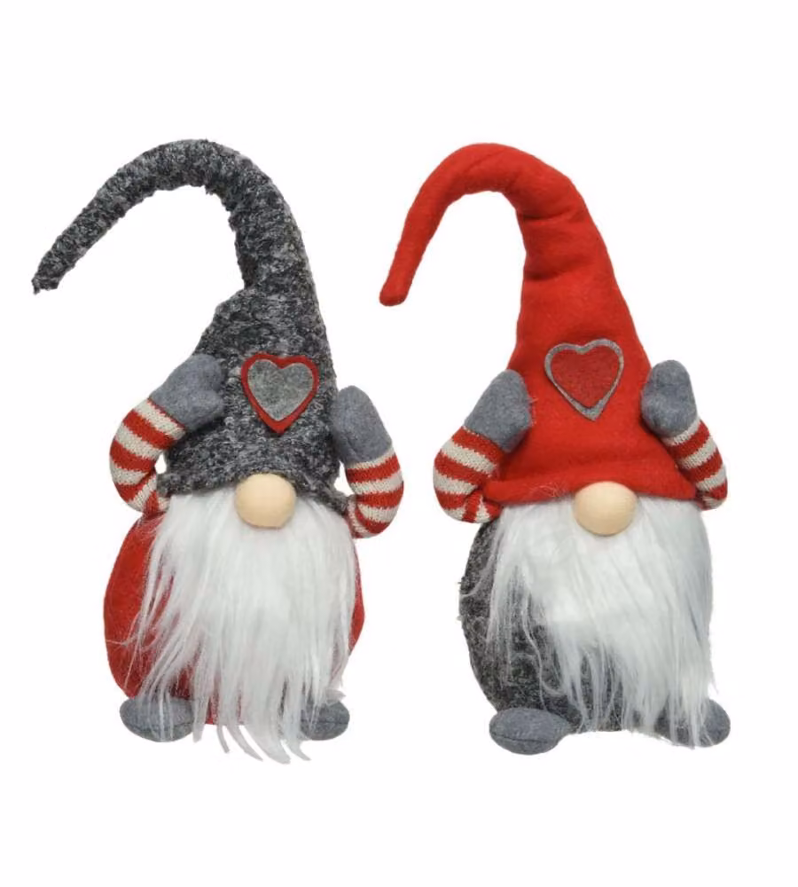 Gnomo di Natale con Cuore - Luce LED Bianca Calda - 12x12x40 cm