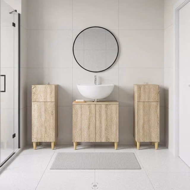 Set di armadietti da bagno in 3 pezzi DELFT Rovere Sonoma 3418028