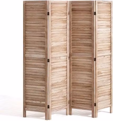 Divisorio in legno VEVOR a 4 pannelli con persiane, separatore decorativo portatile per interni, colore marrone, Altezza: 170 cm