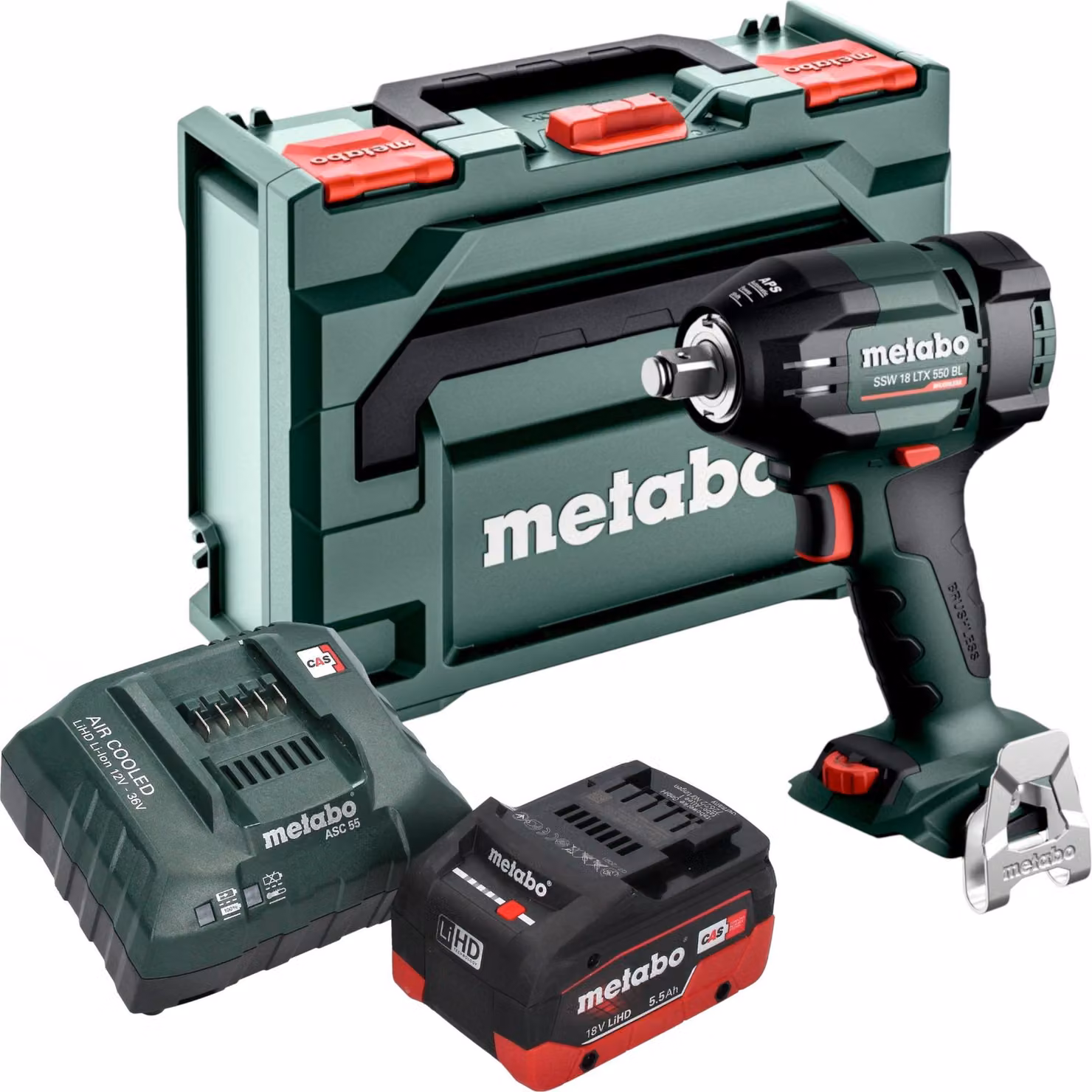 Avvitatore a impatto a batteria Metabo SSW 18 LTX 550 BL 18 V 550 Nm Brushless + 1x batteria LiHD 5,5 Ah + caricabatteria + metaBOX