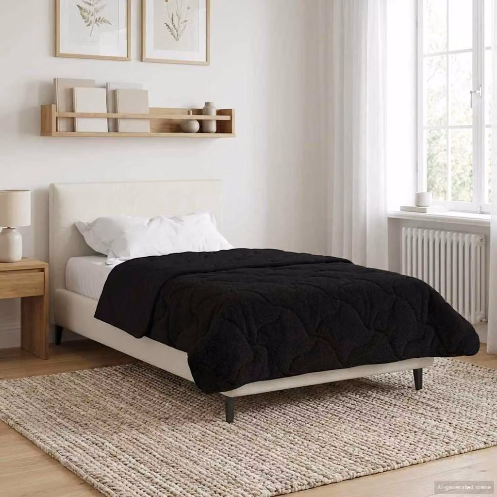 vidaXL Piumone Invernale in Microfibra Traspirabile e Reversibile, Nero, L/P/H: 135 x 200 cm