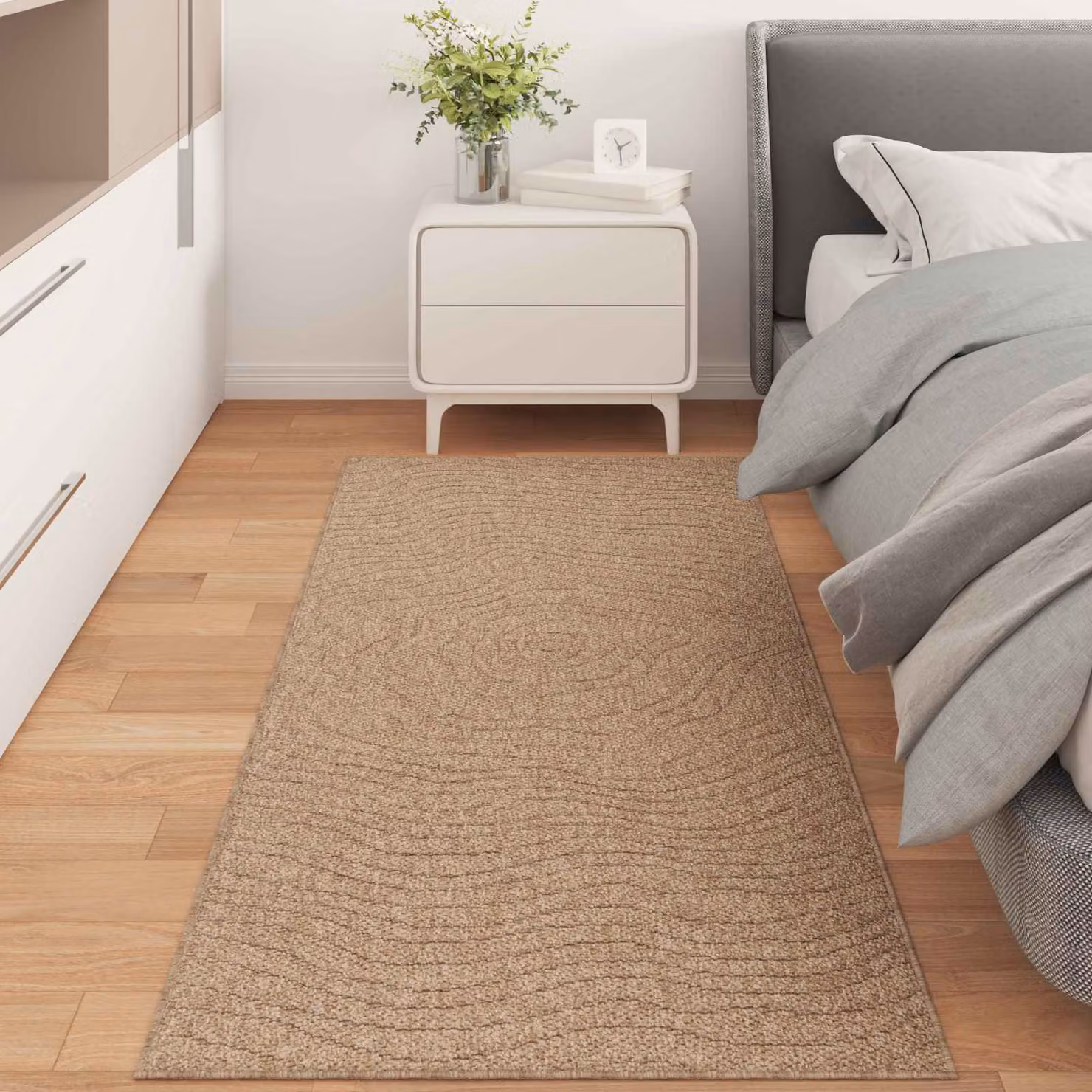 Tappeto vidaXL AGIRA per interno ed esterno, design moderno astratto, beige e marrone, L: 200 cm, P: 80 cm