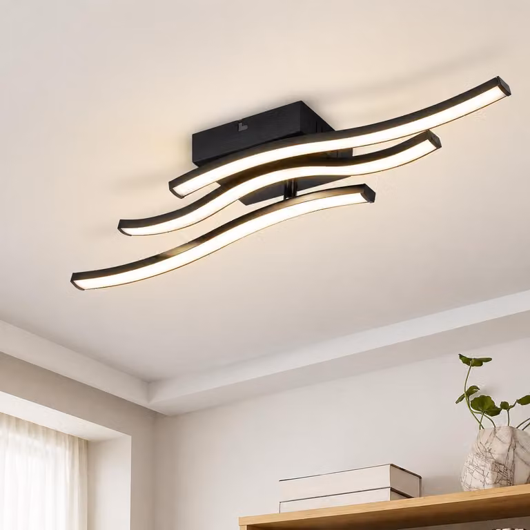 ZMH LED plafoniera camera da letto plafoniera camera da letto lampada nera 18W lampada soggiorno 3000K onde moderna lampada cucina interno bianco caldo lampada corridoio
