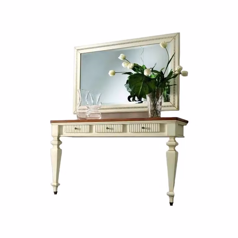 Consolle a muro classica in legno di faggio con 3 cassetti stile shabby Mobili 2G L/P/H: 140 x 40 x 82 cm