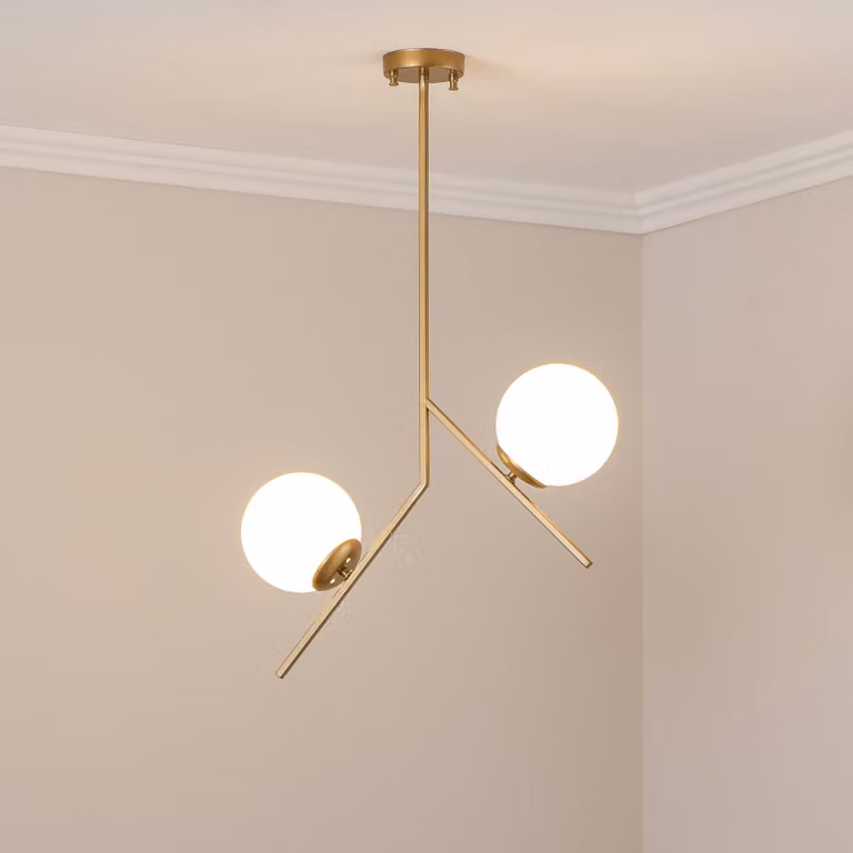 Lampada a sospensione in vetro Dolunay Opviq, dimmerabile, Ottone / Oro, Soggiorno / Sala da pranzo, Metallo, Moderno, Lampada a sospensione