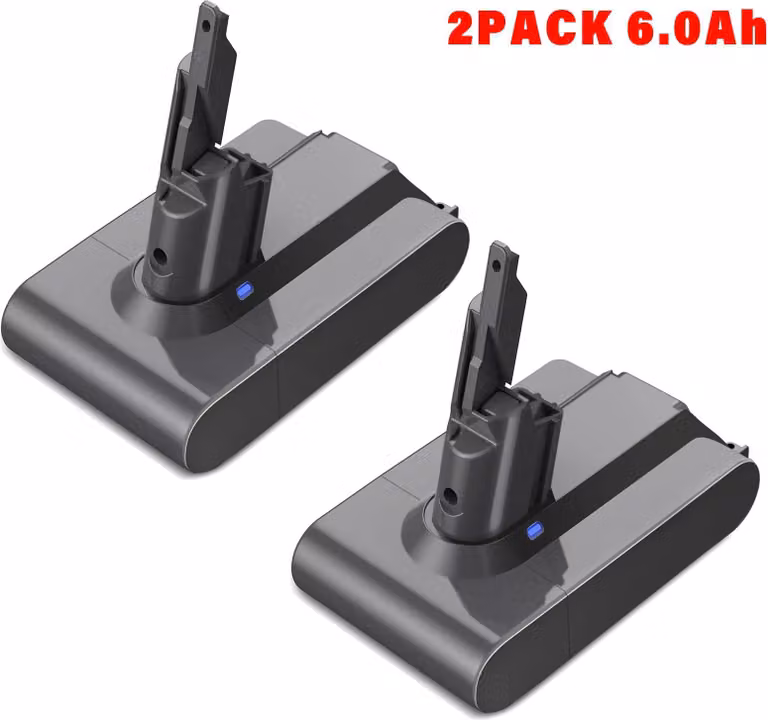 Batteria di ricambio per aspirapolvere V7 SV11 - Li-Ion 21,6 V - Confezione da 2 - 6,0 Ah - Compatibile con Trigger/Animal/Fluffy/Absolute/Handheld/Car+Boat - Rosso