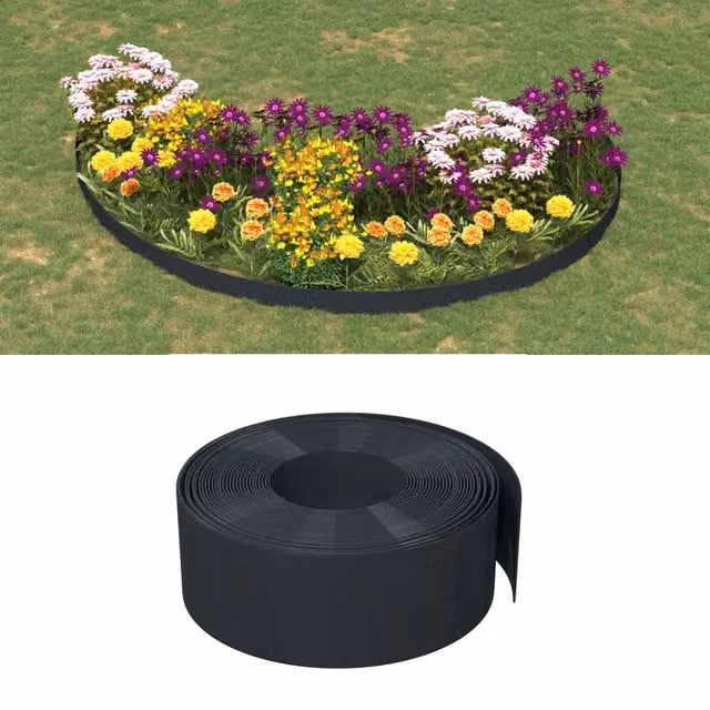 Bordature da giardino Videx in polietilene nere, confezione da 4 pezzi, L: 10 m, H: 20 cm – 1