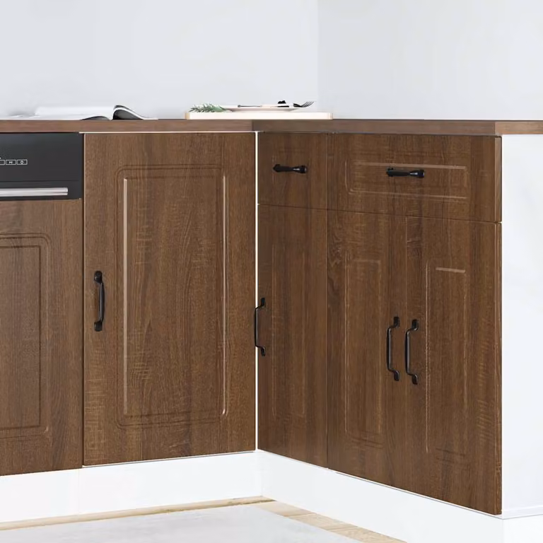 Base da cucina moderna vidaXL Kalmar Rovere Marrone in legno e MDF con ante a battente L/P/H: 86,0 x 46,0 x 81,5 cm