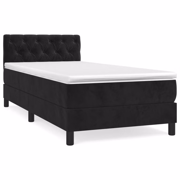 Giroletto a Molle con Materasso Nero 80x200 cm in Velluto
