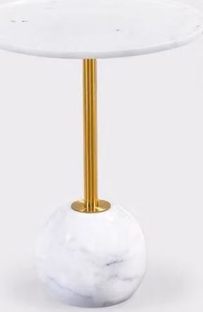 Weißer Beistelltisch Stilvoller Runder Wohnzimmer Couchtisch Marmor Möbel
