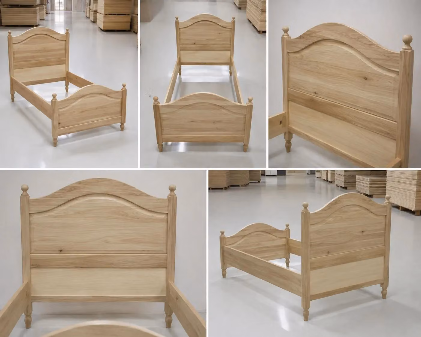 Letto 1 piazza e mezza in legno di faggio stile arte povera Mobili 2G L/P/H: 129 x 212 x 112 cm – 2