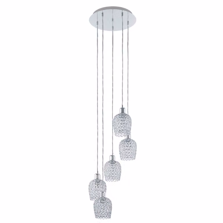 Eglo 94898 Bonares 1 lampada a sospensione in cristallo a 5 luci cromo chiaro