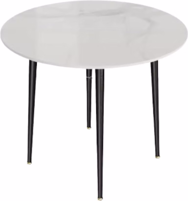 Tavolo da pranzo rotondo effetto marmo – 80 cm – Tavolo da pranzo per 4 persone – Tavolo in marmo grigio – Struttura in metallo – Moderno