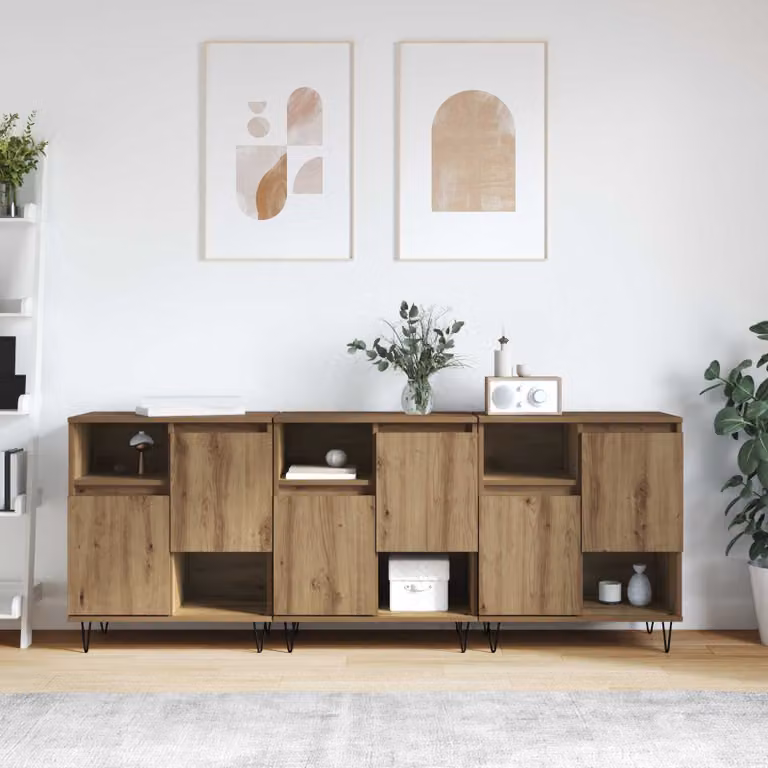 vidaXL Credenza Moderna in Rovere Marrone 3 Pezzi L/P/H: 60 x 35 x 70 cm