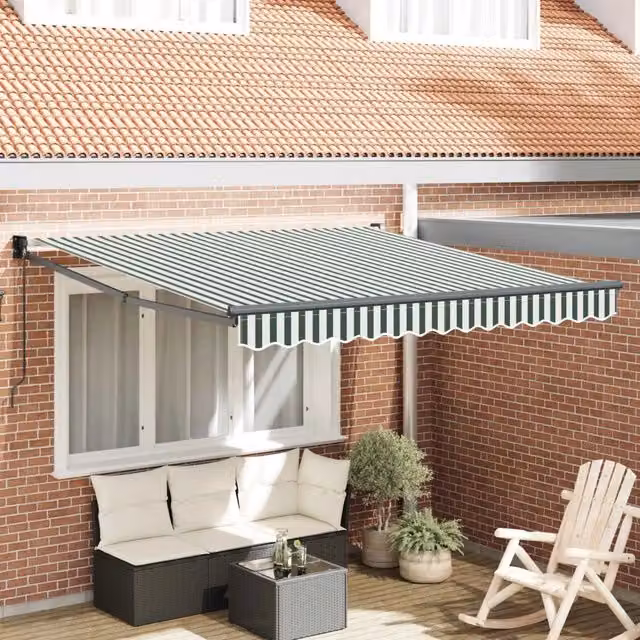 Tenda da Sole-Tenda parasole per Patio Verde e Bianco 300 x 250 x 165 cm Poliestere 571127