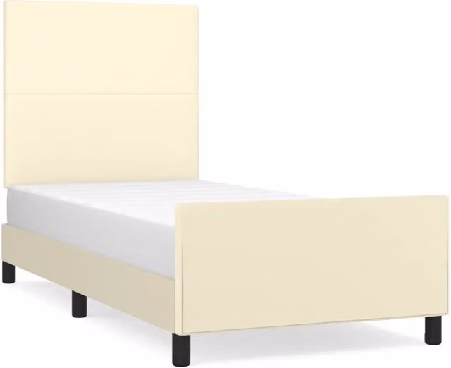 Letto singolo per adulti con testiera in similpelle beige e struttura in legno di larice L/P/H: 200 x 80 x 83 cm – 1