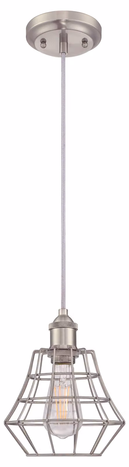Lampada a sospensione Nathan in nichel spazzolato con 1 sorgente luminosa