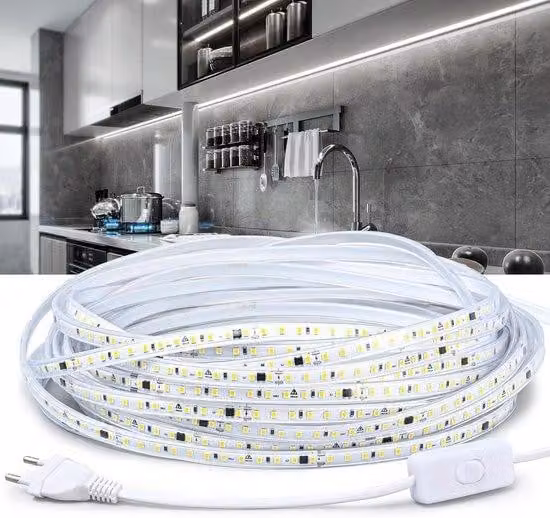 Striscia LED da 20 m, bianco freddo 6000 K, IP65, impermeabile, per decorazioni interne e da giardino