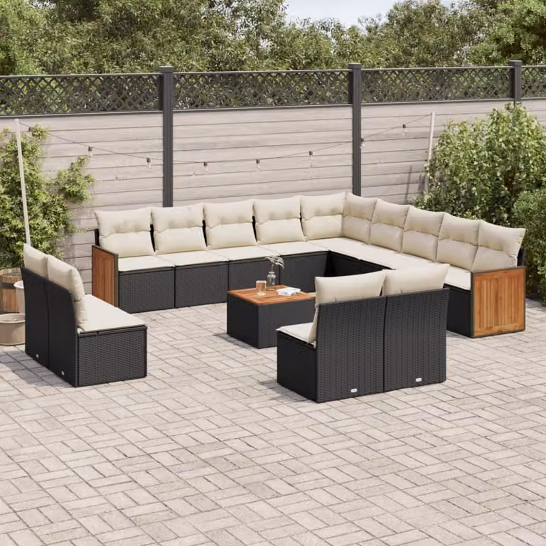 Maison Exclusive - Set Divani da Giardino 14pz con Cuscini in Polyrattan Nero