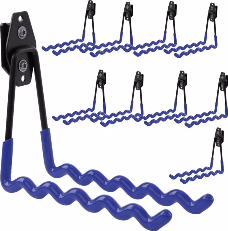 Set di 10 ganci portautensili BOTLE per sistema di valigette Qbrick per utensili, forma ondulata 19 cm, stabili con rivestimento in PVC, per garage, capanni, officine, ganci per seghe a mano e seghe da giardino, ganci doppi, portata fino a 30 kg