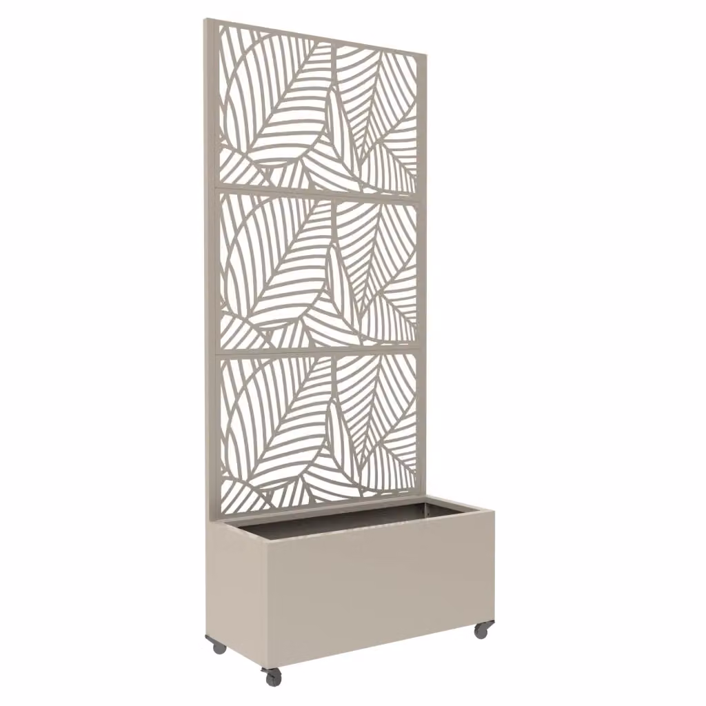 Fioriera con Spalliera e Separè Surnskoki in Acciaio con Portapiante e Rotelle Beige casa.pro L/P/H: 82 x 38 x 190 cm – 2