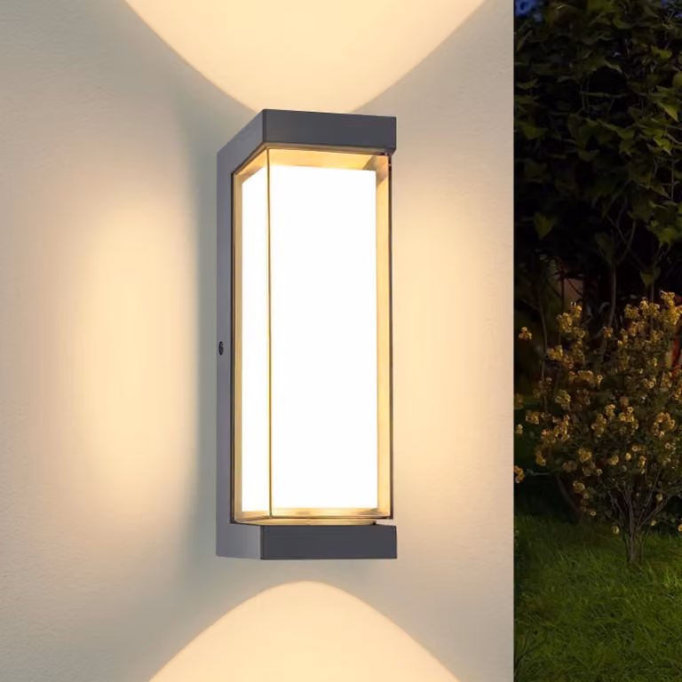 Lampada a parete LED, 24W, colore antracite, grado di protezione IP65, 3000 lumen, 3000K (bianco caldo), alluminio