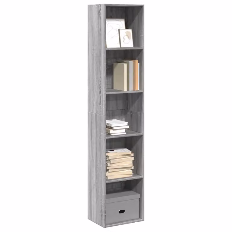 Libreria moderna vidaXL in legno e MDF Grigio, da appendere al muro, L 40 cm x P 30 cm x H 189 cm