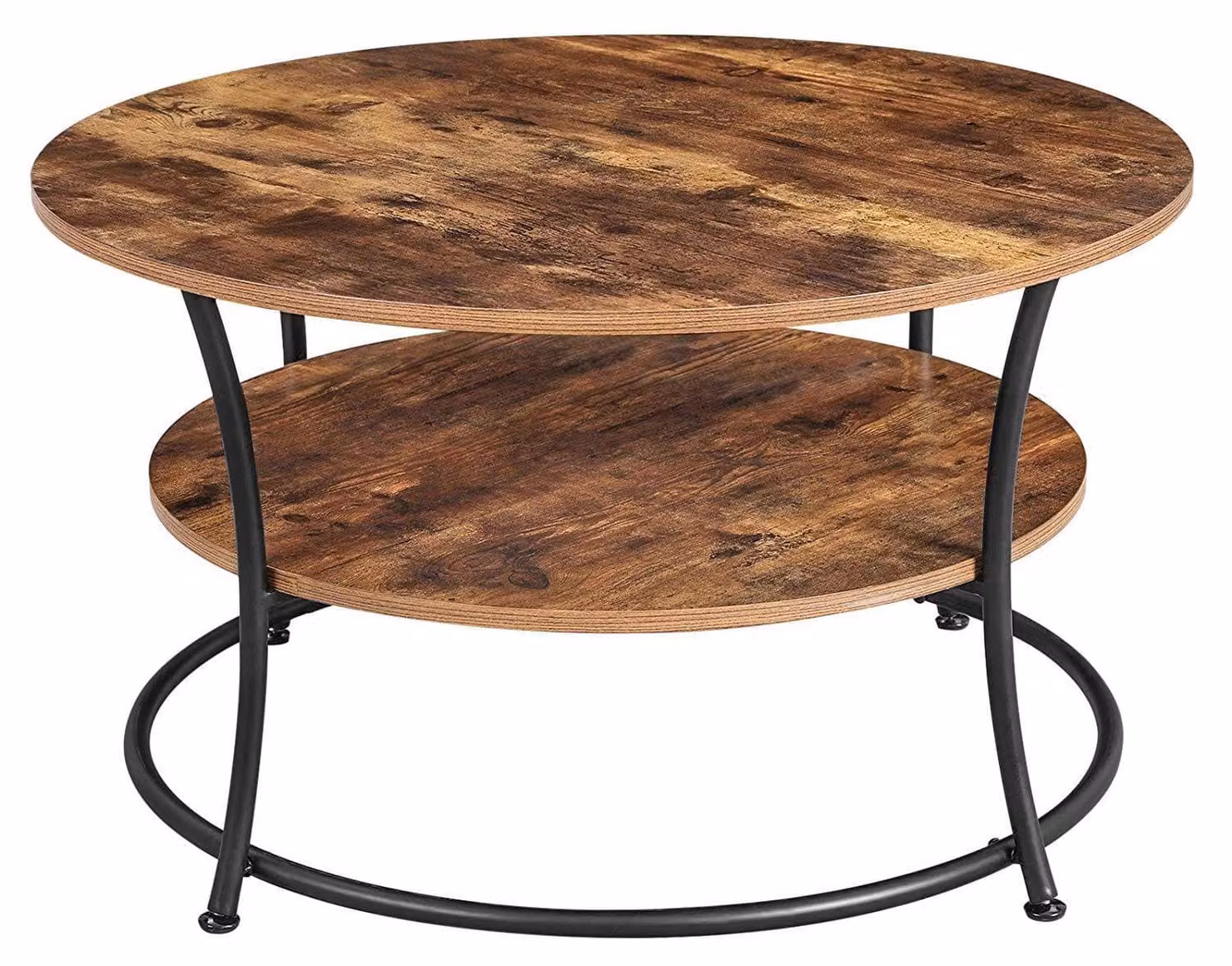 Tavolino rotondo - Stile industriale - 2 ripiani - 80 x 45 cm