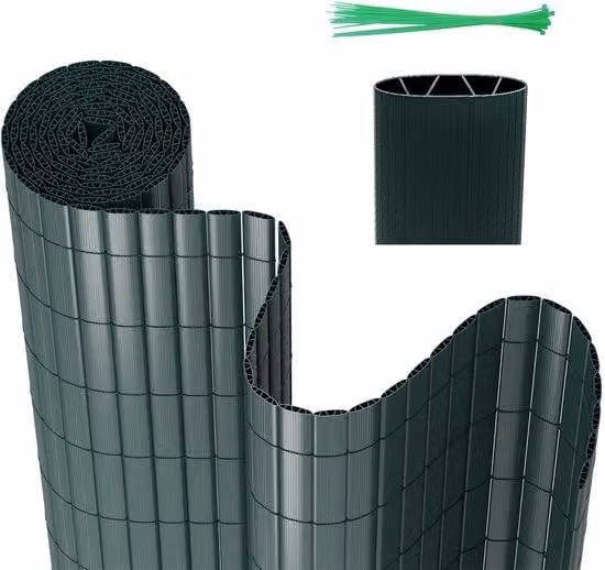 Recinzione da giardino in PVC 1,8 x 4 m - Modello a W - Resistente al vento e alle intemperie - Per giardino e terrazza - Verde