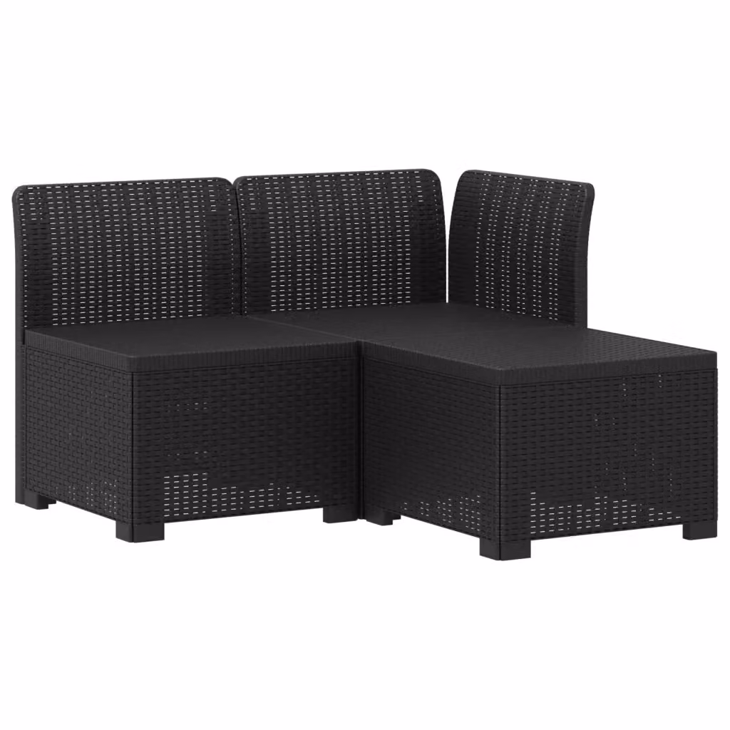 Divano da Giardino a L con 3 Posti vidaXL in Rattan Antracite e Nero con Cuscini inclusi – 2
