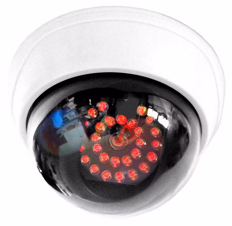 Telecamera finta con 25 LED rossi, design realistico per interni ed esterni
