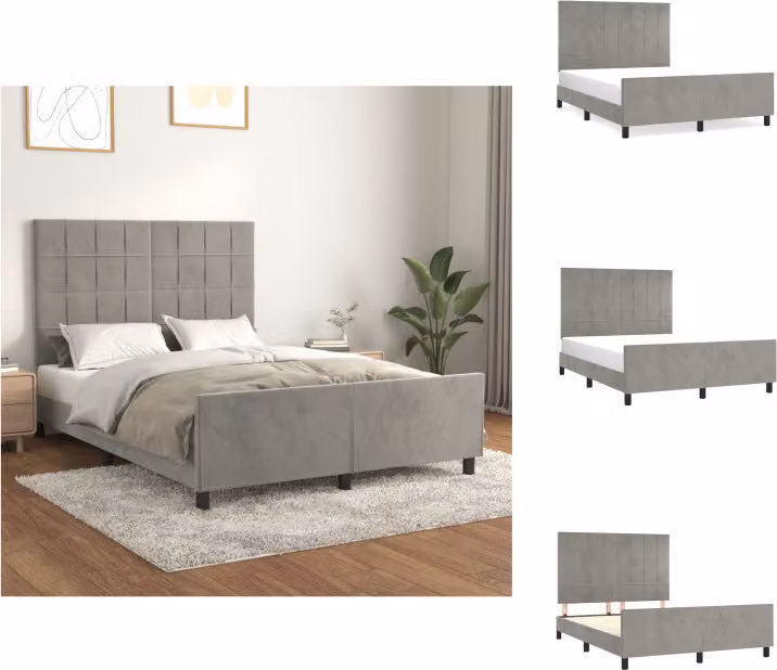 vidaXL Letto con testiera in velluto grigio chiaro 140x200 cm - Letti & Reti