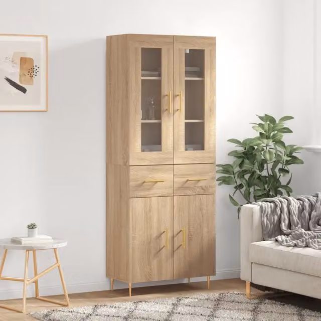 Credenza-Buffet-Armadio da cucina Rovere Sonoma 69,5x34x180 cm in Legno Multistrato 955983