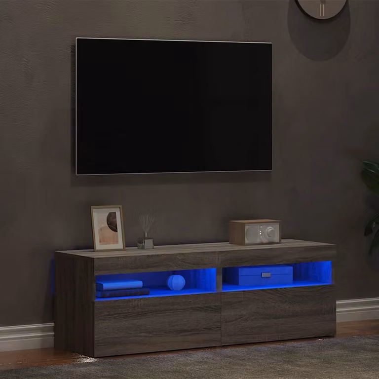 Set di 2 mobili TV vidaXL con luci LED in colore grigio Sonoma, L: 60 cm, P: 35 cm, H: 40 cm
