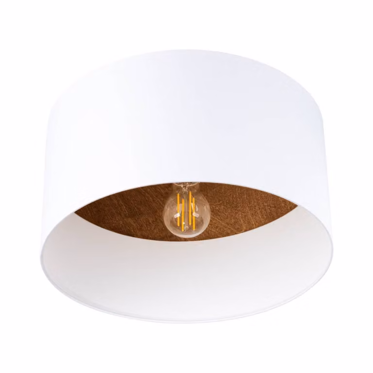 Lampada da soffitto TELESTO bianco/marrone scuro 1xE27 15W tessuto/legno/acciaio 20x35x35cm Sollux Lighting