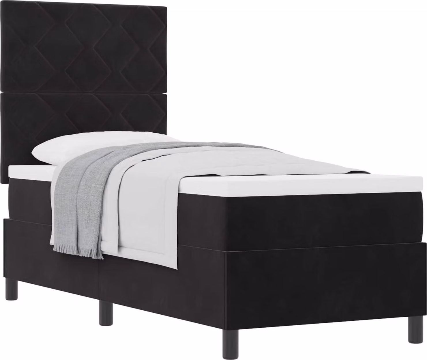 Letto a molle con materasso nero 80 x 200 cm in velluto