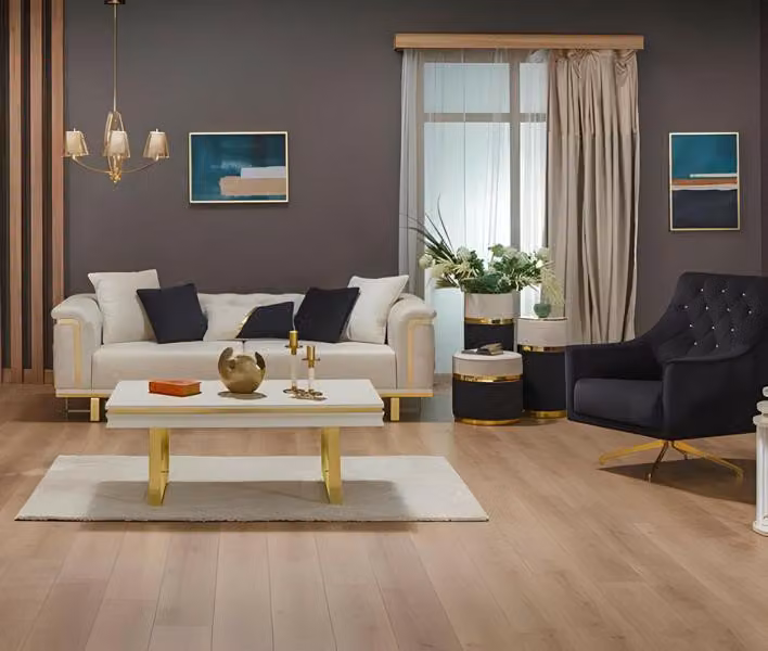 Garnitur Dreisitzer Sessel Beige Sofa Stoffsofa 2tlg Polstersofa Couch