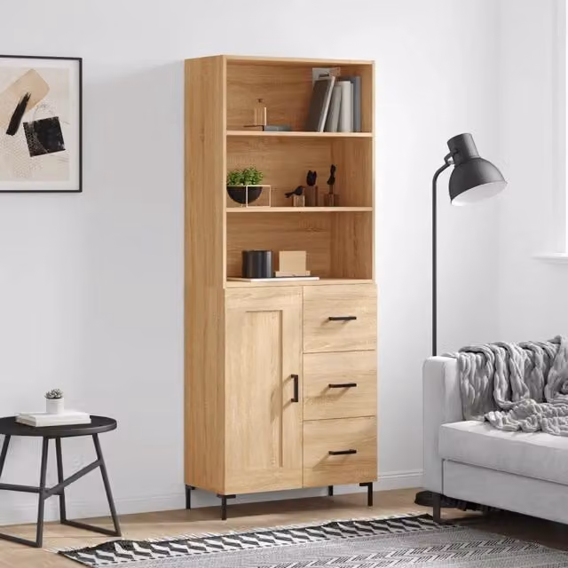 Credenza-Buffet-Armadio da cucina Rovere Sonoma 69,5x34x180 cm in Legno Multistrato 305940