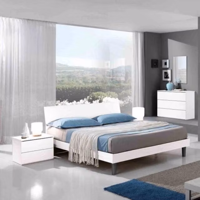 Letto matrimoniale in legno bianco 170x205x88h Manitoba