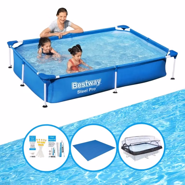 Bestway Pool Steel Pro 221x150x43 cm - Pool Bundel