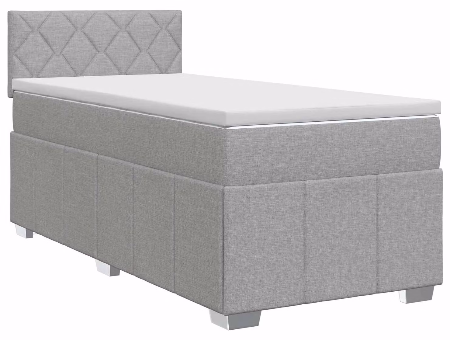 Letto a molle con materasso grigio chiaro 90 x 200 cm in tessuto