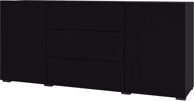 Buffet 140cm collezione EVA 2 porte e 3 cassetti. Colore nero e rovere.
