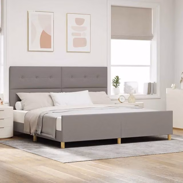 Struttura del letto con testiera Talpa vidaXL in tessuto beige o grigio, L/P/H: 200 x 200 x 128 cm – 1