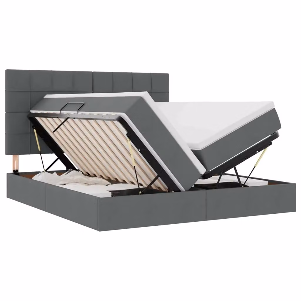 Letto con contenitore e illuminazione LED vidaXL, Grigio, L: 180 cm, P: 200 cm, H: 204 cm – 2