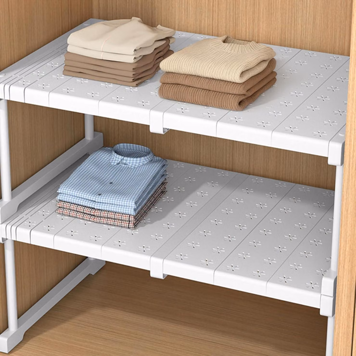 Omgoods - Scaffale estensibile per armadio, regolabile da 67 a 88 cm