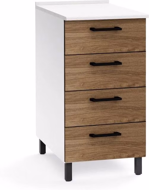 Cassettiera 4 cassetti 40x50x85H colore noce naturale