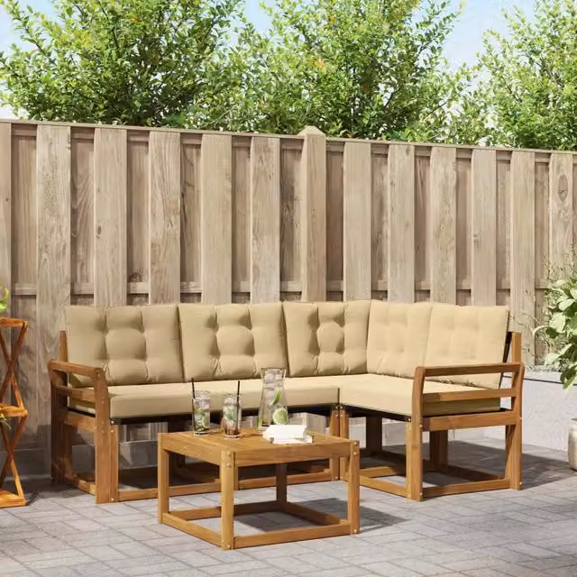Set di divani da esterno 5 pz Naturale e Beige 3368644